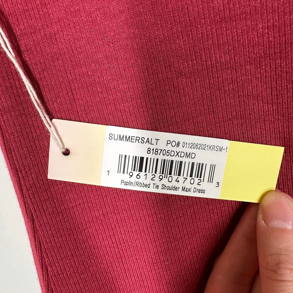 NWT Summersalt Womens Soft Ribbed Tie Shoulder Sleeveless Maxi Dress Pink Medium - Picture 8 of 8